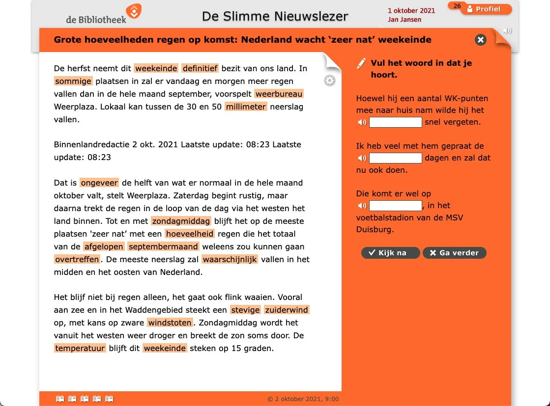 Vul de woorden in die je hoort